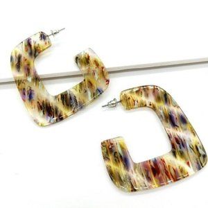 Lucite Resin C Hoop Earrings